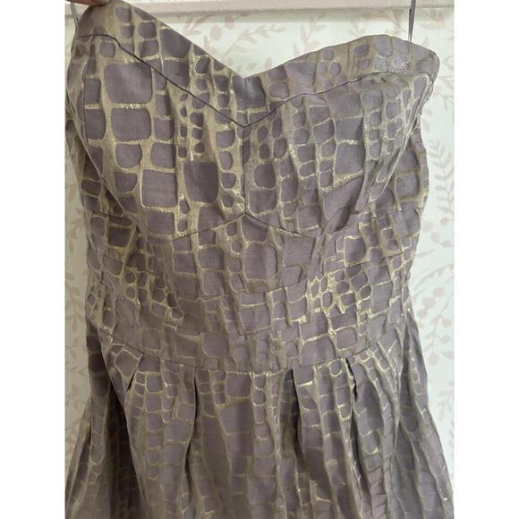 NWOT AE Gold and Taupe Stylish Strapless Print Dress - Picture 5 of 7
